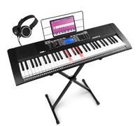 Max Rhapdosy61L - Clavier Électronique, 61 Touches Lumineuses, avec Casque Audio et Stand Inclus- Idéal pour Débutant
