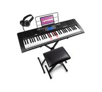 Max Rhapsody61L Clavier Électronique, 61 Touches Lumineuses, Pack complet, Synthétiseur Débutant, Deux Modes d'Apprentissage, Deux Haut-parleurs Intégrés, Idéal pour Démarrer votre Apprentissage