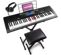 Max Rhapsody61L Clavier Électronique, 61 Touches Lumineuses, Pack complet, Synthétiseur Débutant, Deux Modes d'Apprentissage, Deux Haut-parleurs Intégrés, Idéal pour Démarrer votre Apprentissage