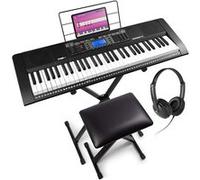 Max Rhapsody61M - Clavier Électronique 61 Touches Semi Lourdes, Pack complet - Module MP3 / MIDI Noir G