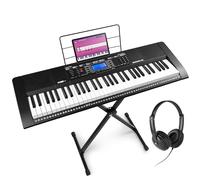 Max Rhapsody61M Clavier Électronique, 61 Touches Sensibles à la Vélocité, avec Casque Audio et Stand, Lecteur MP3 et Connexion MIDI, Deux Haut-parleurs Intégrés, Idéal pour Démarrer le Piano