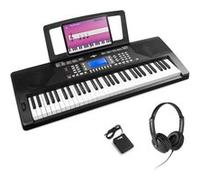 Max Rhapsody61P - Clavier Électronique 61 Touches Semi Lourdes, avec Casque Audio et Pédale de Sustain Inclus, Haut-Parleurs Stéréo - Clavier MIDI Noir
