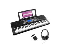 Max Rhapsody61P - Clavier Électronique 61 Touches Semi Lourdes, avec Casque Audio et Pédale de Sustain Inclus, Haut-Parleurs Stéréo - Clavier MIDI Noir