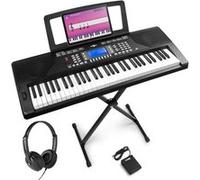 Max Rhapsody61P - Clavier Électronique 61 Touches Semi Lourdes, avec Casque Audio, Stand et Pédale de Sustain Inclus, Haut-Parleurs Stéréo - Clavier MIDI Noir