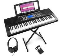 Max Rhapsody61P Clavier Électronique, 61 Touches Sensibles à la Vélocité, avec Casque Audio, Stand et Pédale de Sustain inclus, Connexion MIDI, Deux Haut-parleurs Intégrés, Molette de Pitch Bend