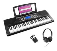 Max Rhapsody61P - Clavier Électronique 61 Touches Semi Lourdes, avec Casque Audio et Pédale de Sustain Inclus, Haut-Parleurs Stéréo - Clavier MIDI Noir