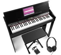 Max RhapsodyDP61 Clavier Électronique, 61 Touches, Sensibles à la Vélocité, Structure en Bois, avec Casque Audio, Banc et Pédale de Sustain, 80 musiques démo, Connexion MIDI, Idéal pour la Maison