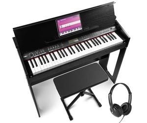 Max RhapsodyDP61 Piano Électronique, 61 Touches, Sensibles à la Vélocité, Structure en Bois, Casque Audio et Banc Inclus, 80 musiques démo, Connexion MIDI, Idéal pour Jouer à la Maison