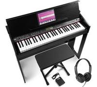 Max RhapsodyDP61 - Piano Numérique 61 Touches Semi Lourdes avec Meuble en Bois, Pack complet avec Casque audio, Banc et Pédale de Sustain inclus - Clavier MIDI
