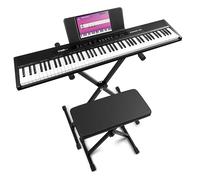 Max RhapsodyDP88 Piano Électronique 88 Touches, Sensibles à la Vélocité, Polyphonie 64 Voix, Connexion MIDI via USB-B, Pédale de Sustain, Stand et Banc Inclus, Idéal pour les Musiciens Confirmés