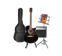 MAX ShowKit guitare électrique acoustique avec guitare et pupitre - Noir, idéal pour débuter la guitare Noir