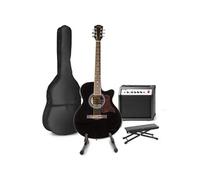 MAX ShowKit guitare électrique acoustique avec support de guitare et repose-pieds - Noir