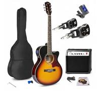 Max Showkit Guitare Électro-Acoustique Adulte Sans Fil 40W Sunburst | Pack Complet pour Débutants et Intermédiaires, Amplificateur Intégré, Pratique avec Système Sans Fil et Transport Sécurisé