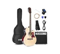 Max Showkit - Guitare Électro-Acoustique Adulte - Bois Clair, Cordes en Acier, Amplificateur Intégré 40W, Livré avec un Sac de Transport et une Sangle, pour Musiciens Débutants