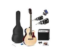 Max Showkit - Pack Guitare Electro-Acoustique Débutant 4/4 Ampli 40 Watts et Système Sans Fil | Beige