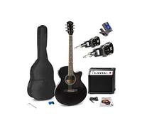 Max Showkit - Pack Guitare Electro-Acoustique Débutant 4/4 Ampli 40 Watts et Système Sans Fil | Noire