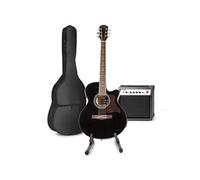 MAX ShowKit Set de Guitare Électrique Acoustique avec Support de Guitare - Noir, Idéal pour Débuter la Guitare