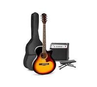 MAX ShowKit Set de Guitares Électriques et Acoustiques avec Banc - Sunburst, Idéal pour Débuter la Guitare