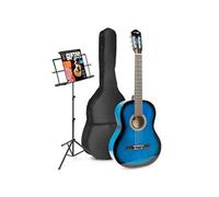 MAX SoloArt guitare acoustique classique avec pupitre - Bleu, idéal pour débuter la guitare