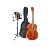 MAX SoloArt guitare acoustique classique avec pupitre - Marron, idéal pour débuter la guitare
