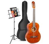 MAX SoloArt guitare acoustique classique avec pupitre - Marron, idéal pour débuter la guitare