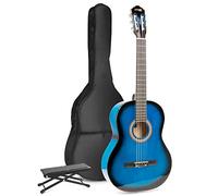 MAX SoloArt Guitare Acoustique Classique avec Repose-Pied - Bleu, Idéal pour Débuter la Guitare