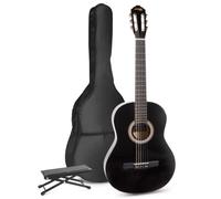 MAX SoloArt guitare acoustique classique avec repose-pied - Noir, idéal pour débuter la guitare