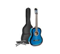 Guitare folk GENERIQUE MAX SoloArt guitare acoustique classique avec repose-pieds - Bleu, idéal pour débuter la guitare