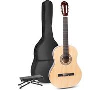 MAX SoloArt Guitare Acoustique Classique avec Repose-Pied - Bois, Idéal pour Débuter la Guitare