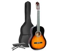 MAX SoloArt guitare acoustique classique avec repose-pieds - Sunburst, idéal pour débuter la guitare Marron
