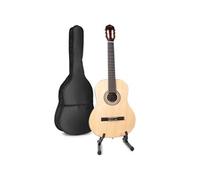 MAX SoloArt Guitare Acoustique Classique avec Support de Guitare - Bois, Idéal pour Animer vos Soirées