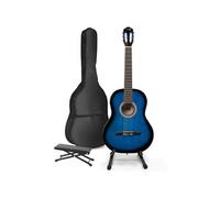 Guitare acoustique classique MAX SoloArt avec support et repose-pied - Bleu