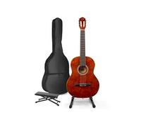 Guitare folk GENERIQUE MAX SoloArt guitare acoustique classique avec support de guitare et repose-pieds - Marron