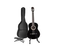 MAX SoloArt guitare acoustique classique avec support de guitare et repose-pied - Noir