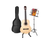 MAX SoloArt guitare acoustique classique avec support de musique et de guitare - Bois Marron