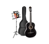 MAX SoloArt Guitare Acoustique Classique avec Support de Musique - Noir, Idéal pour Débuter la Guitare