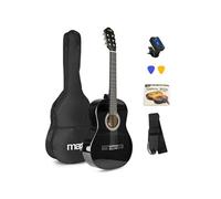 Guitare classique adulte débutant MAX SoloArt - Noir avec tuner, sac de transport, médiators et sangle