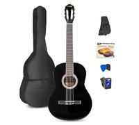 MAX! Guitare classique Max SoloArt – Noir, cordes nylon, tuner digital, sac, médiators, sangle