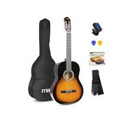 Max SoloArt Guitare Classique Adulte Débutant - Sunburst, Cordes en Nylon, Tuner Digital, Sac de Transport, Médiators, Jeu de Cordes et une Sangle, Idéal pour Musiciens Débutants