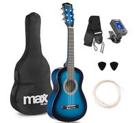 MAX! Pack guitare classique SoloArt Junior 1/4 Bleue cordes en nylon, sac, médiators, sangle 4-6 ans