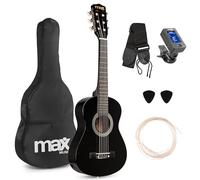 MAX! Guitare Classique SoloArt 1/4 Pack – Noire, cordes nylon, 4–6 ans, sac, médiators, sangle