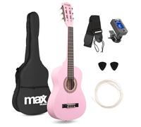 MAX! Pack Guitare Classique Junior 1/4 – Rose, cordes en nylon, 4–6 ans, sac de transport