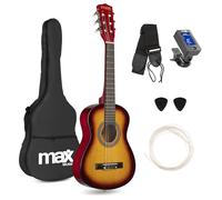 MAX! Pack Guitare Classique SoloArt 1/4 Junior - Sunburst, Cordes nylon, 4 à 6 ans, Sac & Médiators