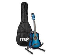Max SoloArt Pack Guitare Classique Junior 1/4 - Bleue, Cordes en Nylon, 4 à 6 ans, Sac de Transport, Médiators, Sangle, Support Guitare, un Cadeau pour Enfants Idéal pour Débuter la Guitare
