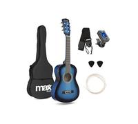 MAX! Pack guitare classique SoloArt Junior 1/4 Bleue cordes en nylon, sac, médiators, sangle 4-6 ans