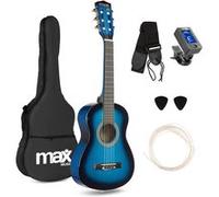 Max SoloArt Pack Guitare Classique Junior 1/4 - Bleue, Cordes en Nylon, 4 à 6 ans, Sac de Transport, Médiators, Sangle, un Cadeau pour Enfants Idéal pour Débuter la Guitare