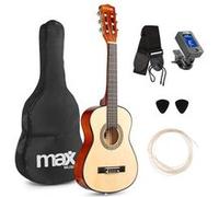 Max SoloArt Pack Guitare Classique Junior 1/4 - Bois Naturel Clair, Enfant 4 à 6 ans Marron