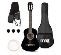 Max SoloArt Pack Guitare Classique Junior 1/4 - Noire, Cordes en Nylon, 4 à 6 ans, Sac de Transport
