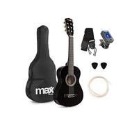 MAX! Guitare Classique SoloArt 1/4 Pack – Noire, cordes nylon, 4–6 ans, sac, médiators, sangle