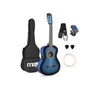 MAX! Pack guitare classique Junior 3/4 SoloArt- Bleue, cordes nylon, 8-12 ans, sac, médiators, sangle